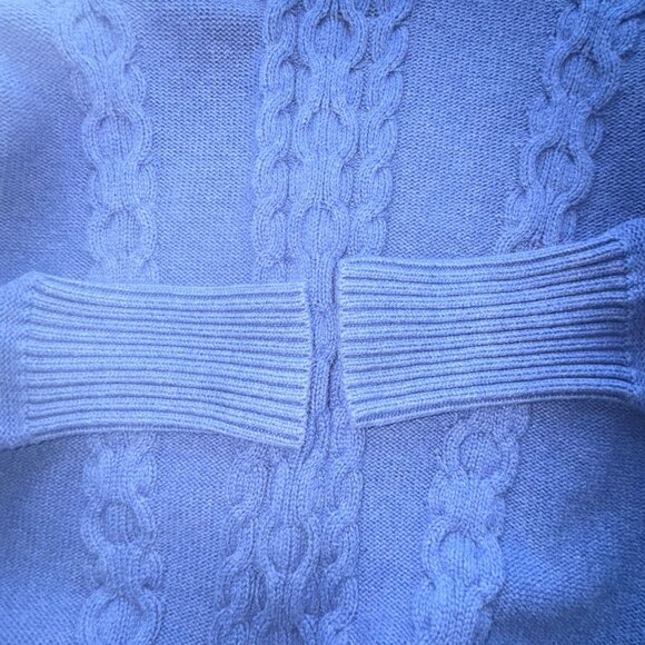 L.L. Bean Womens Cable Knit Turtleneck Sweater Small Blue 100% Cotton Comfort - Picture 3 of 5